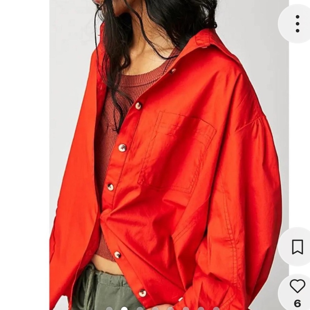 EUC We The Free Bold Happy Hour Solid Poplin Top Shirt in Orange $98